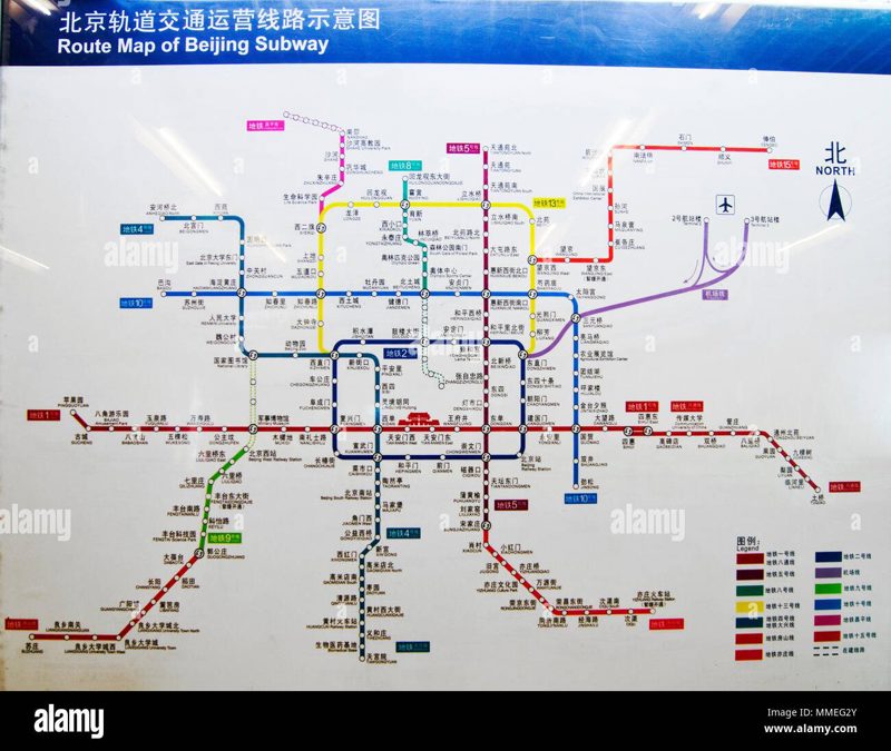 A photographed route map of the Beijing subway