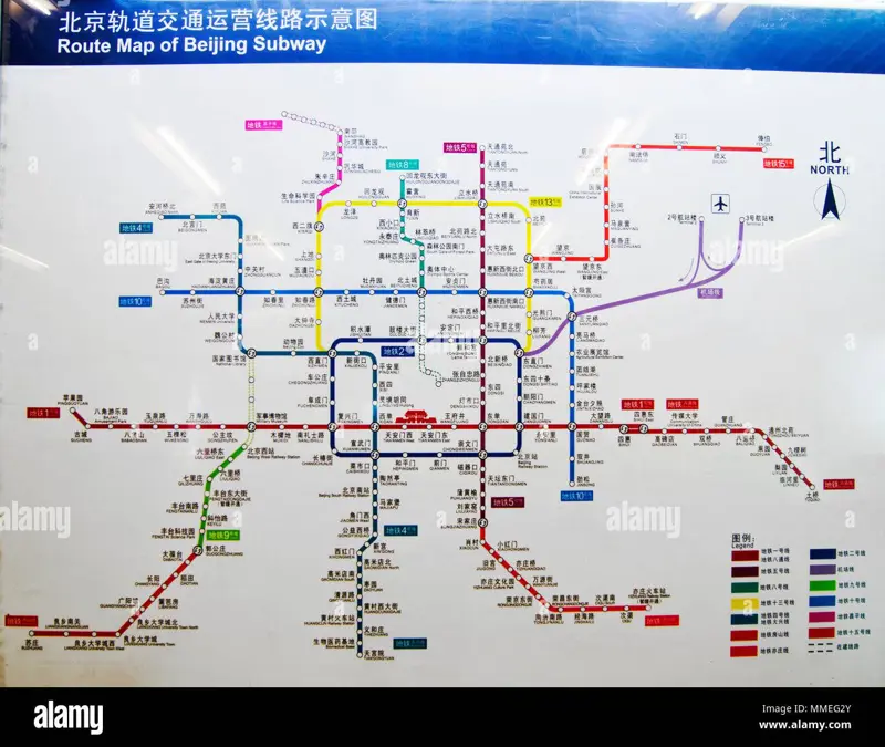 A photographed route map of the Beijing subway